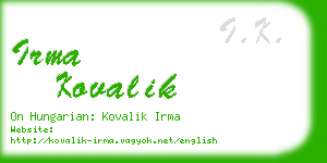 irma kovalik business card